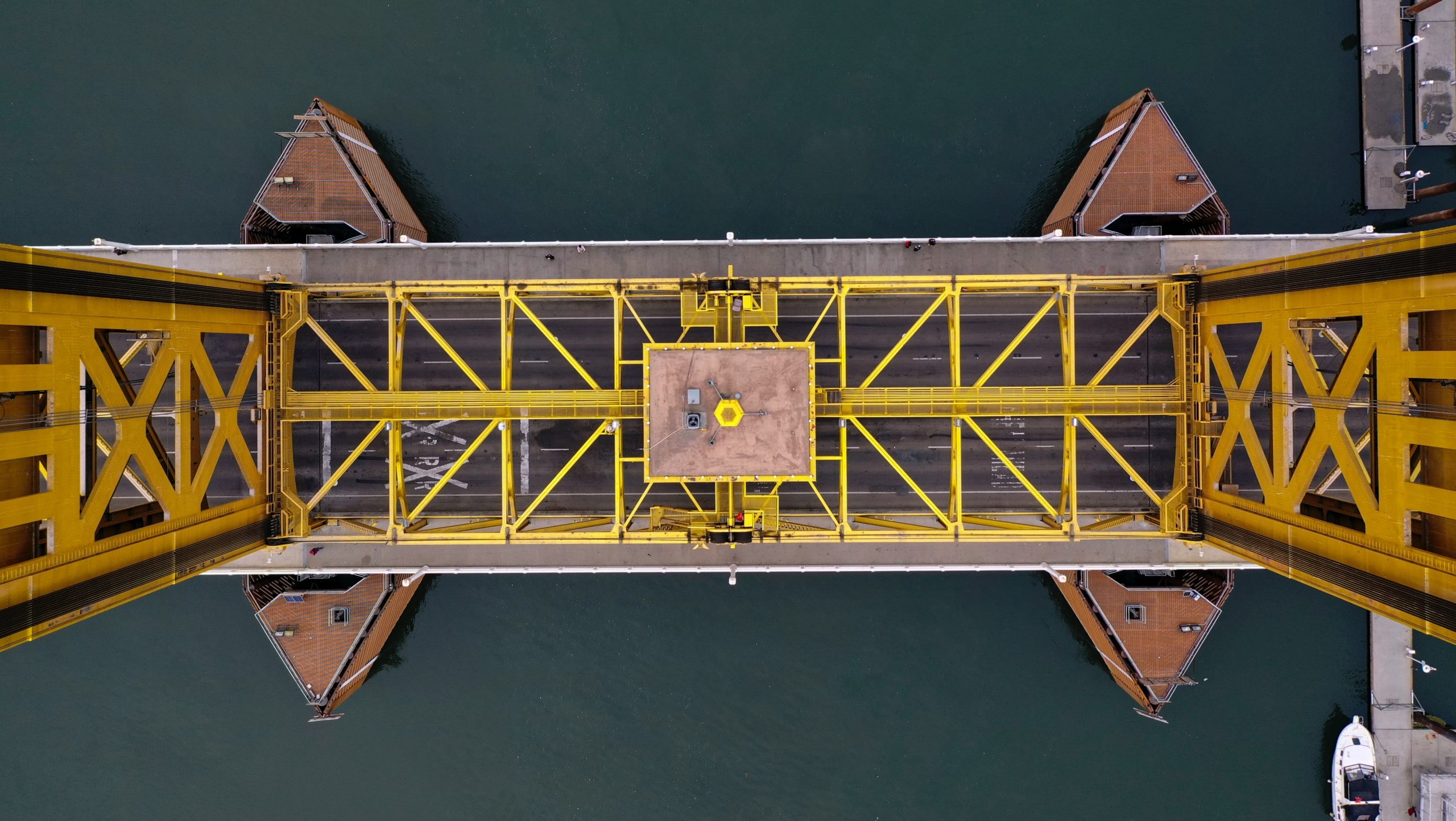 drone view of a bridge